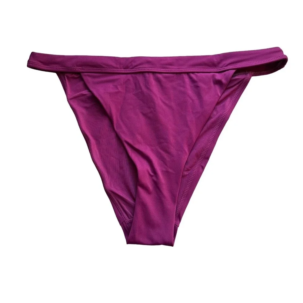 andie swim the caicos bikini bottom in purple plum, women size medium